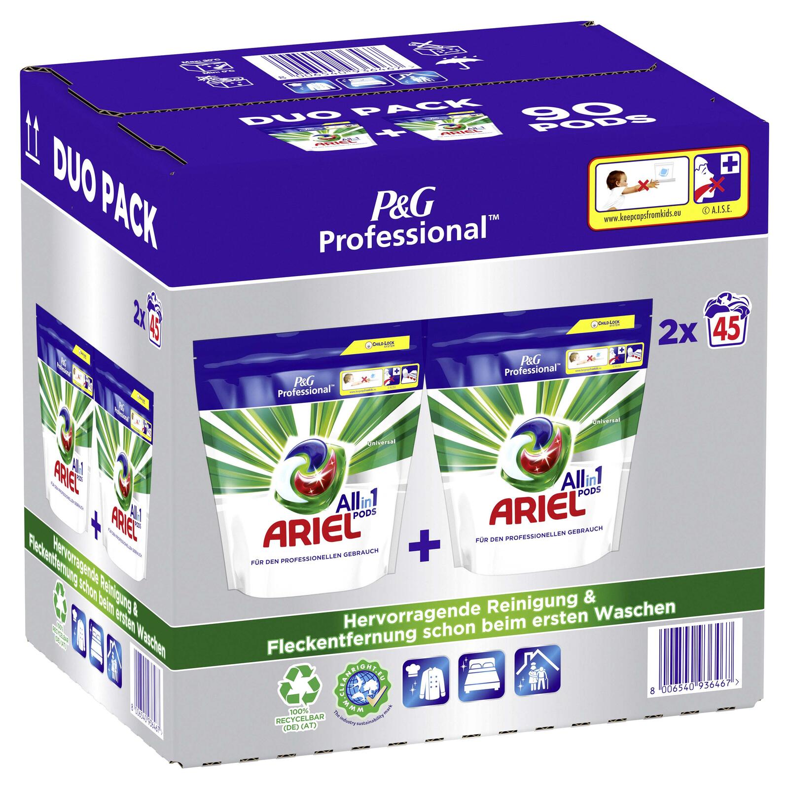 ARIEL Professional Waschmittel All-in-1 2×45 St.