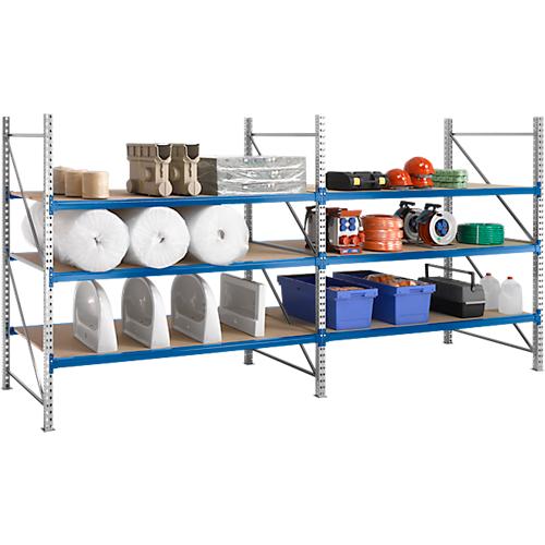 Regalsystem WR 600, Anbaufeld, Traverse verzinkt, mit 4 Ebenen, 3000 x 2200 x 1050 mm