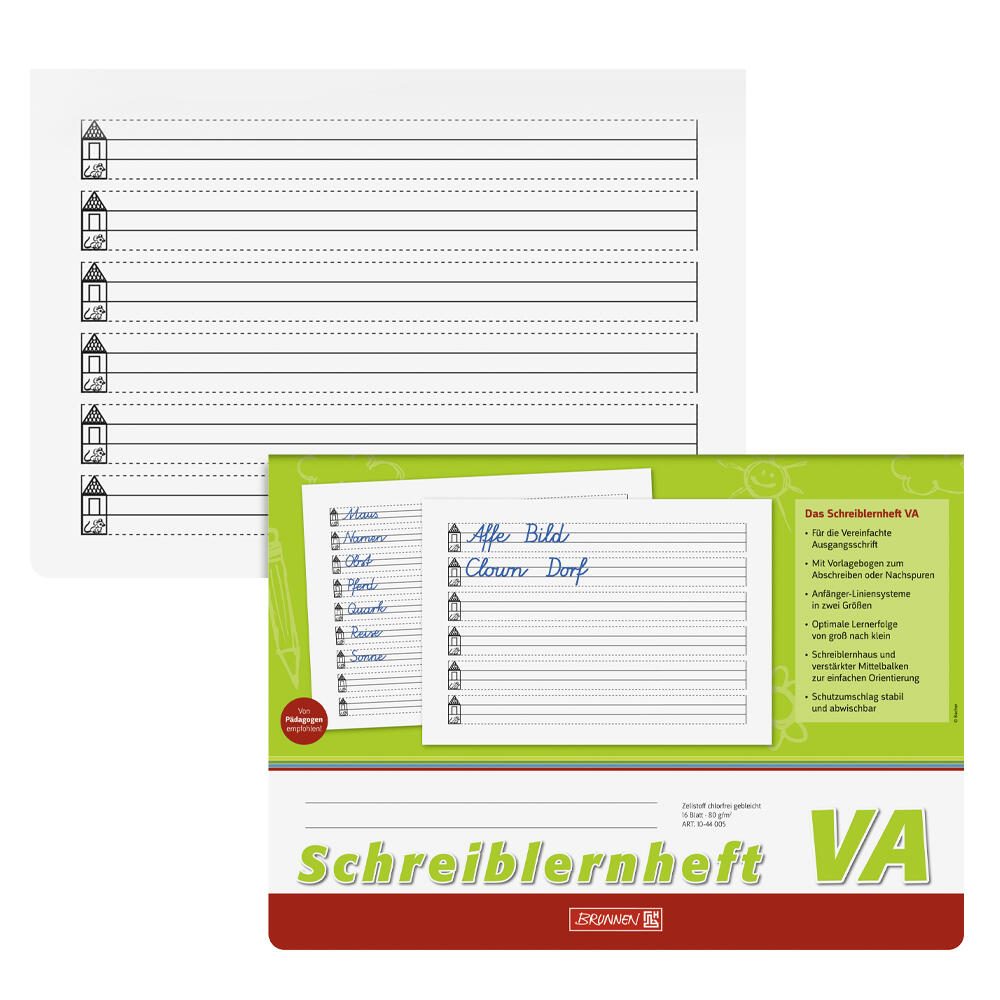 BRUNNEN Schreiblernheft VA 1. Schuljahr liniert A4 quer 16 Blätter
