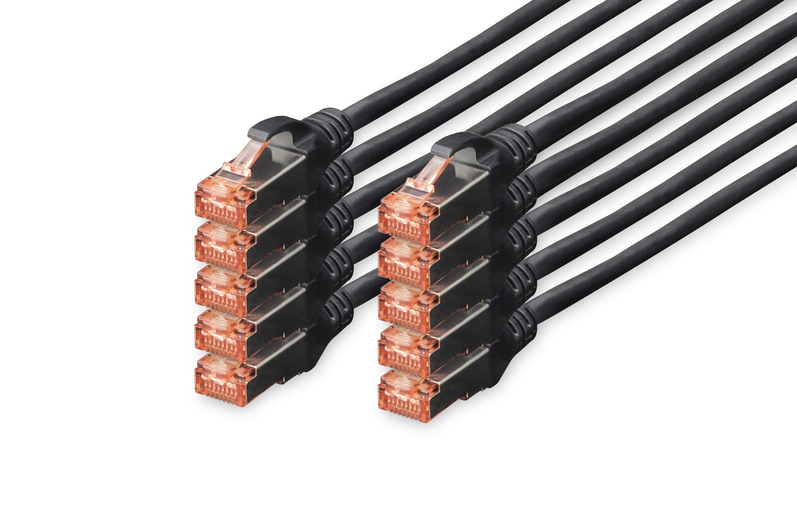Digitus CAT 6 S-FTP Patchkabel, Cu, LSZH AWG 27/7, Länge 1 m, 10 Stück, Schwarz