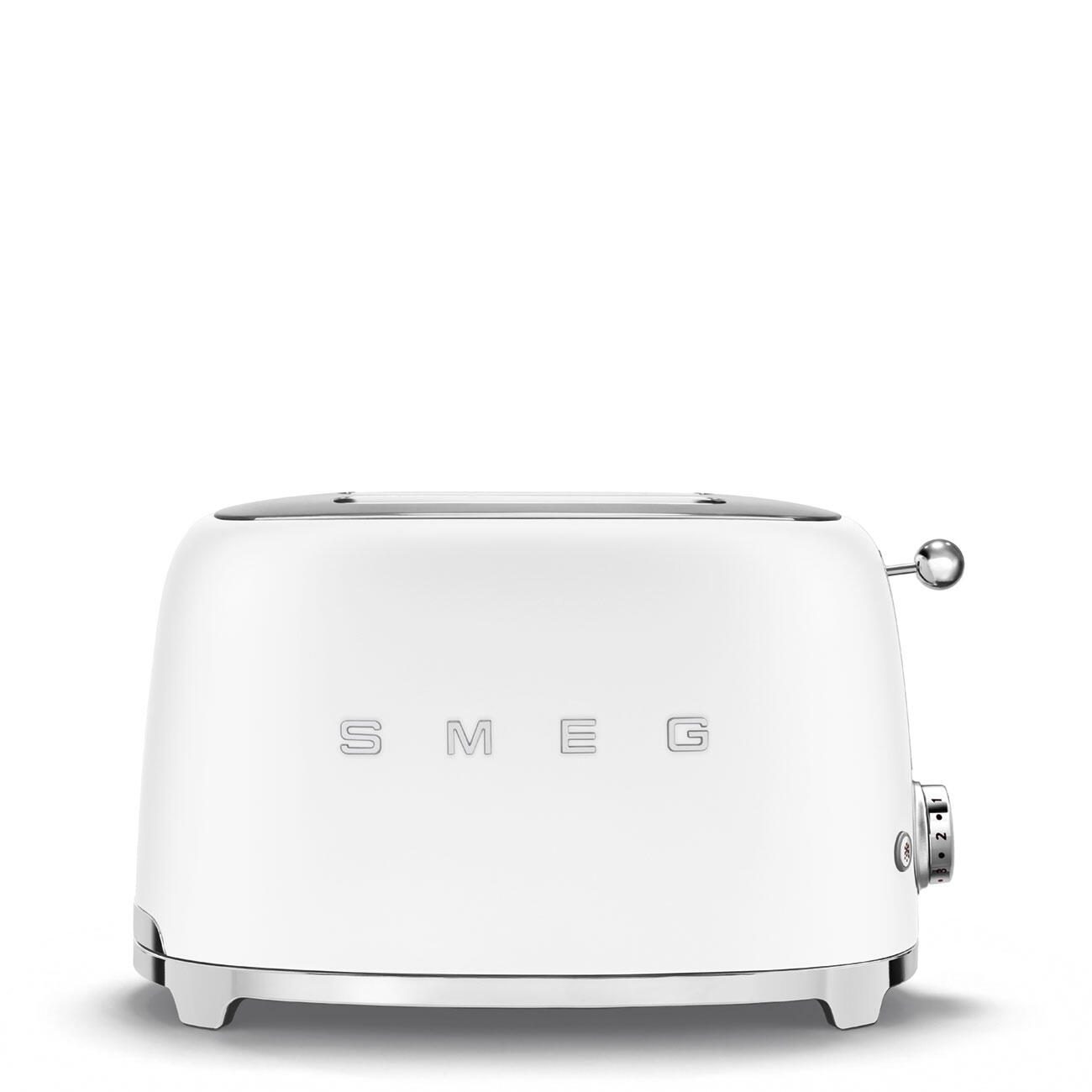 SMEG Toaster 2-Schlitz kompakt 50’s Style TSF01WHMEU, Weiß, Matt