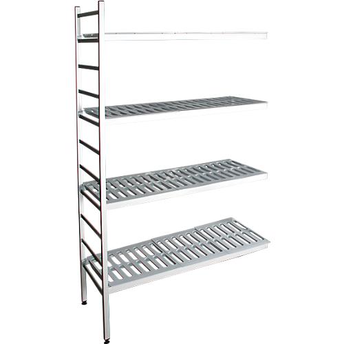 Aluminium-Steckregal, Anbaufeld, mit 4 Kunststoff-Rost-Fachb?den, H 1800 x B 800 x B 400 mm