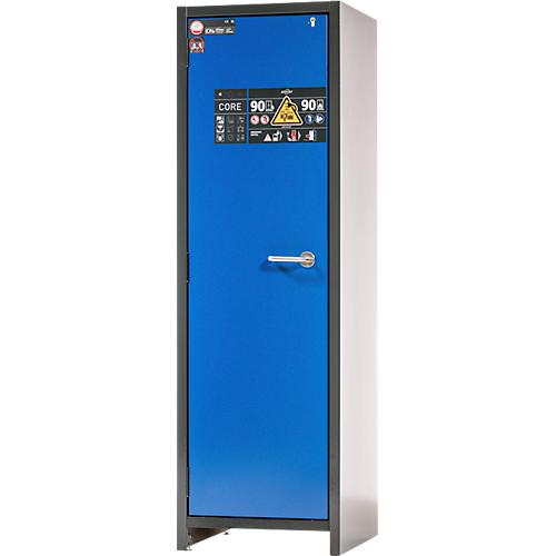 Asecos Lithium-Ionen-Akku-Sicherheitsschrank Typ 90 ION-CORE-90, 4 Fachb?den, B 599 x T 615 x H 1953 mm, Anthrazitgrau/Enzianblau