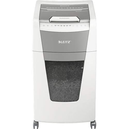 Leitz IQ Autofeed Office 300 Aktenvernichter P4, Vollautomatik, Partikelschnitt 4 x 30 mm, 60 lr, 300 Blatt Schnittleistung, mit Rollen, wei?