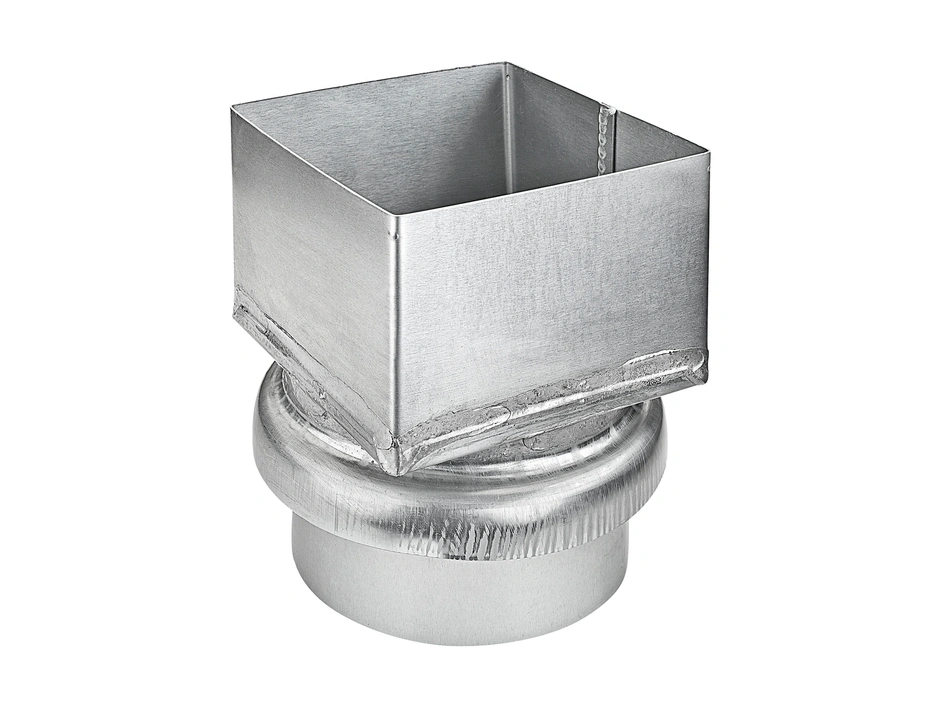 Grömo Übergangsstück Kasten 100×100 mm auf DN 100 Zink