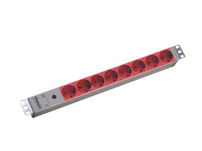 Bachmann Steckdosenleiste 8 AC-Ausgänge, Hellgrau/Rot
