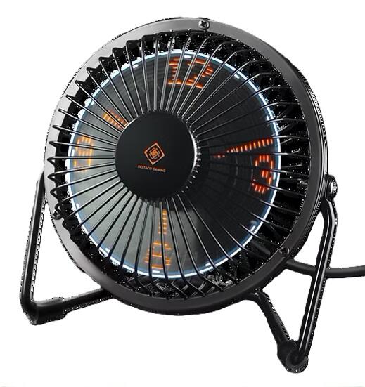 DELTACO USB Desktop-Lüfter mit Uhr, schwarz