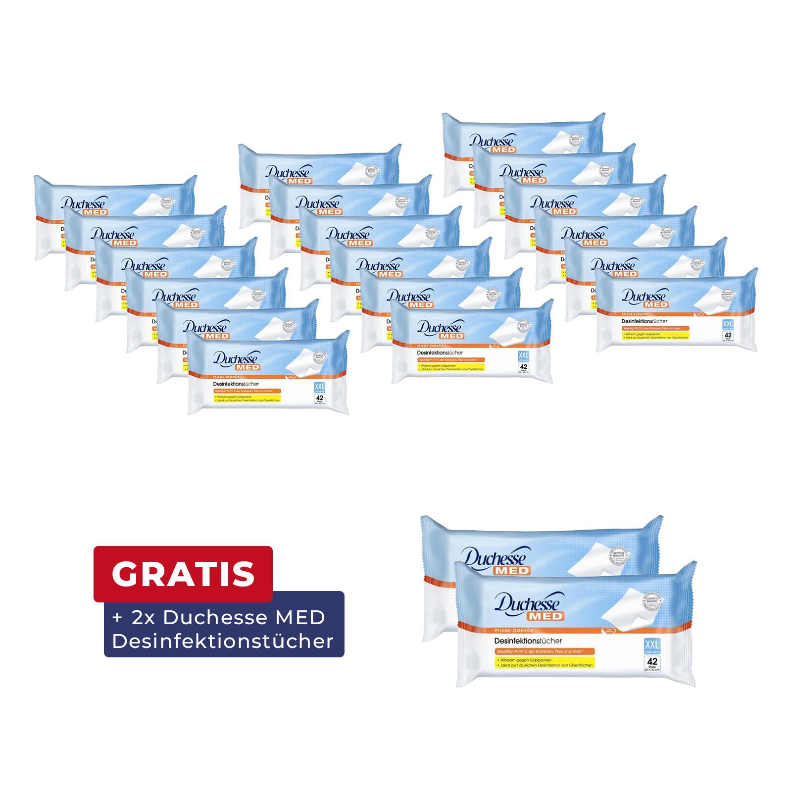 18x Duchesse MED Desinfektionstücher + 2x gratis