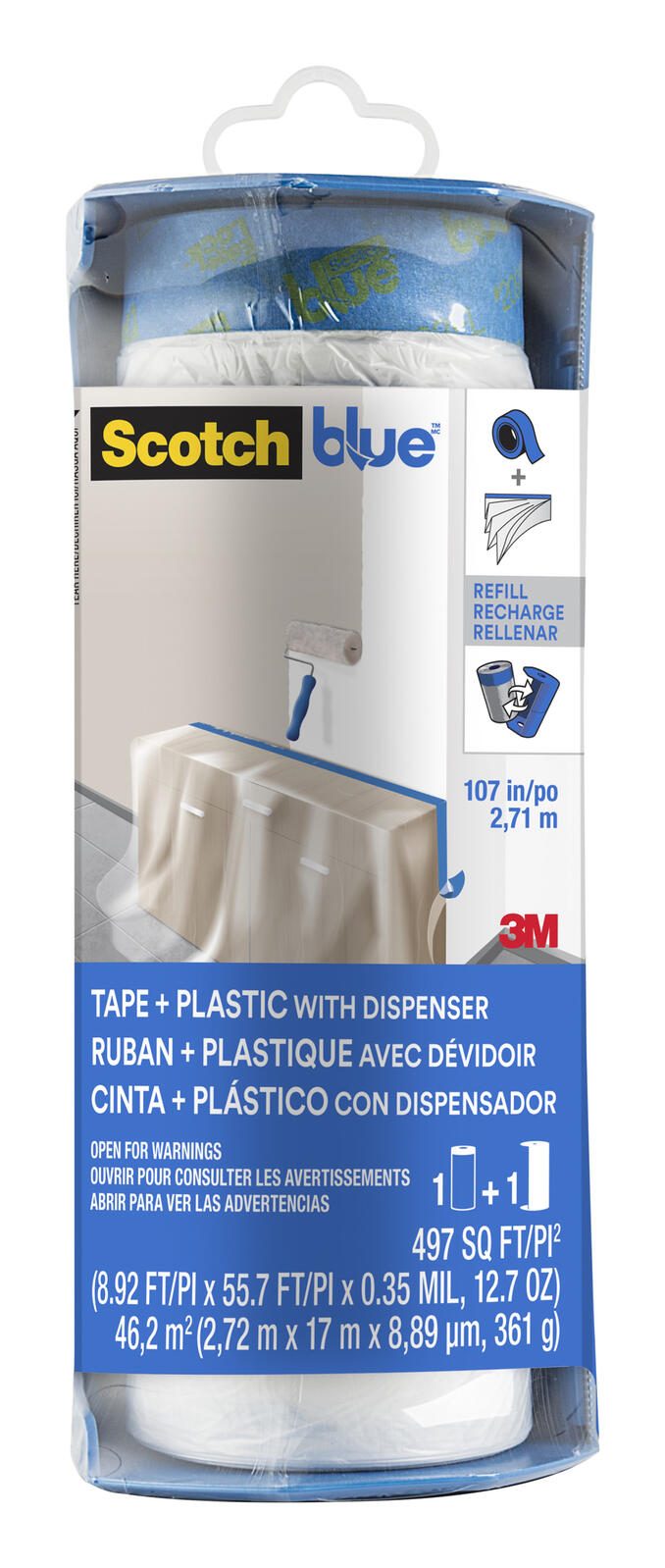 Scotch Blue™ Abdeckfolie mit Abroller transparent 270,0 cm x 17,0 m 1 Rolle
