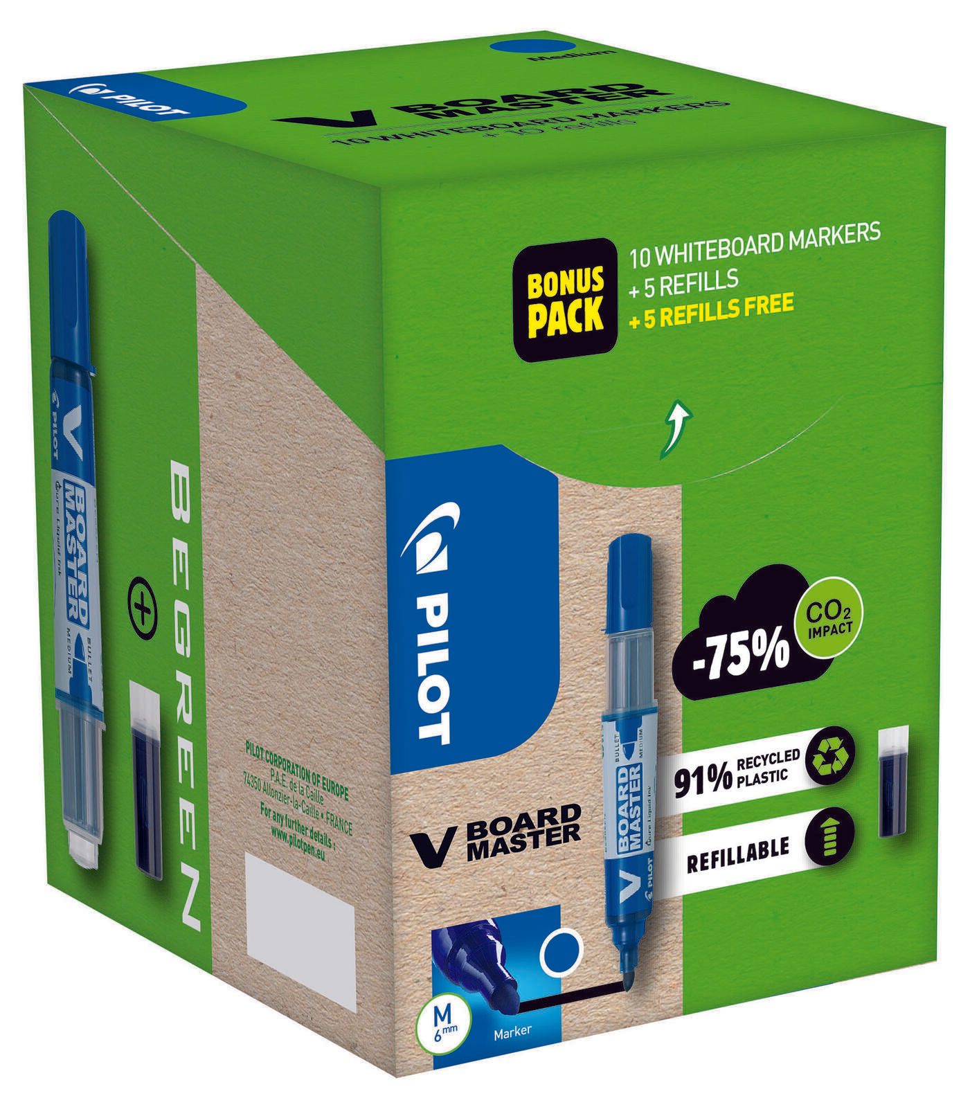 PILOT V Board Master Whiteboard-Marker-Set 2.0 – 5.0 mm Blau