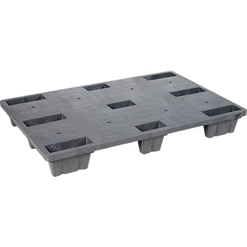 Kunststoff-Mehrweg-Stapelpalette KIGAnesto?, 8 kg, geschlossenes Deck, bis 3500 kg, stapelbar, 100% Recyclingmaterial, ohne Rand, anthrazit
