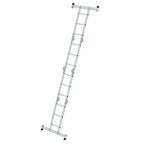 Munk Sprossen-Vielzweckleiter, Aluminium, Rechteckrohr-Holme, 4-fach geb?rdelte Sprossen, 150 kg Belastung, nivello? Traversen, 350 mm breit, 4×3 Sprossen