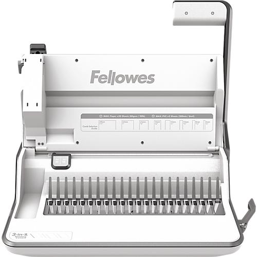 Multifunktions-Bindeger?t Fellowes Lyra, binden/heften/lochen, bis DIN A4, B 423 x T 395 x H 153 mm, silber-wei?
