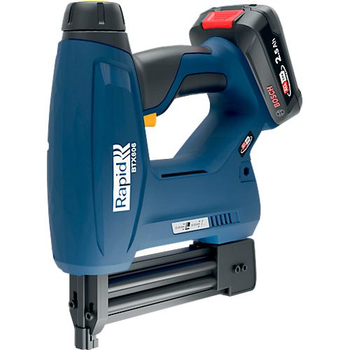 Akku-Tacker Rapid BTX606 Set, LCD-Anzeige, LED-Frontarbeitslicht, 6-stufige Eintreibkraft, inkl. Bosch Akku