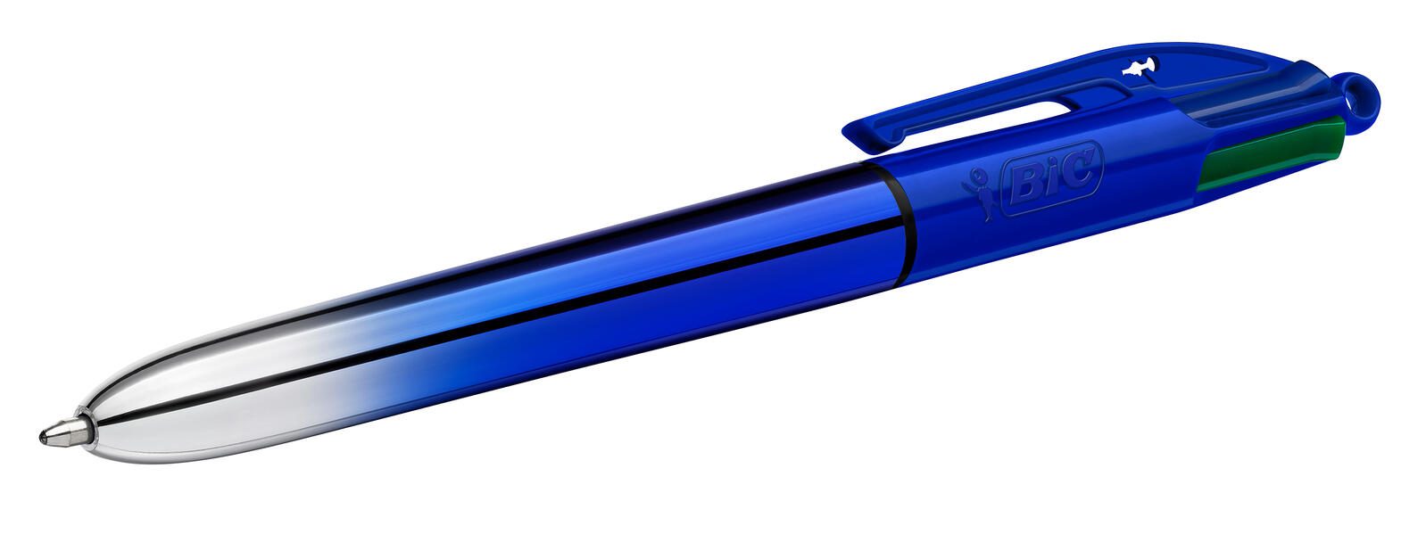 BIC® 4-Farben-Kugelschreiber Gradient metallic blau, Schreibfarbe: schwarz, blau, rot, grün