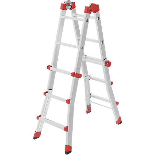 HAILO M80 Multifunktionsleiter 4×3 Sprossen aus Aluminium, als Steh- und Anlegeleiter nutzbar, Arbeitsh?he bis 3,71?m