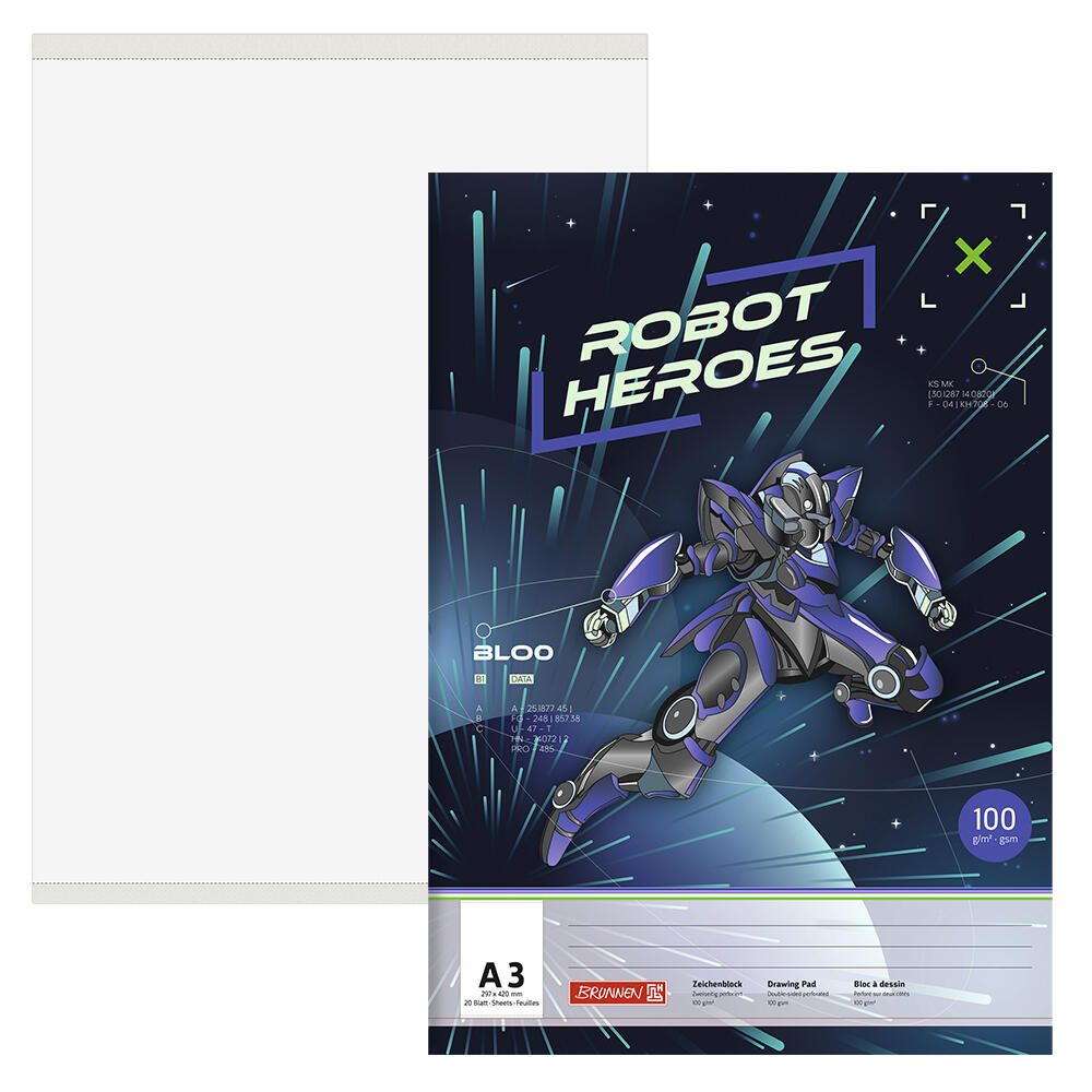 BRUNNEN Malblock ROBOT HEROES DIN A3