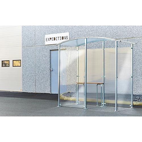 Raucher-Unterstand Mottez, Gr??e 2 m2, B 1220 x T 2350 x H 2205 mm, PC und Stahl, transparent
