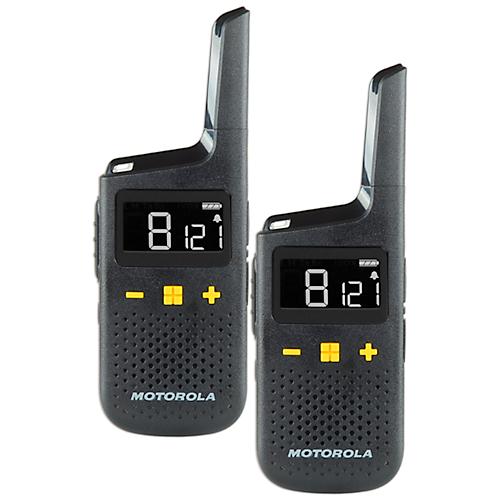 PMR-Funkger?teset Motorola XT185, 2-teilig, lizenzfrei, 2-Wege-Kommunikation, 16 Kan?le, bis 8 km, bis 24 h, IP54, inkl. Zubeh?r, schwarz-gelb