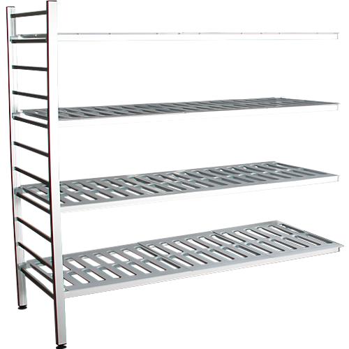 Aluminium-Steckregal, Anbaufeld, mit 4 Kunststoff-Rost-Fachb?den, H 1800 x B 1500 x T 400 mm