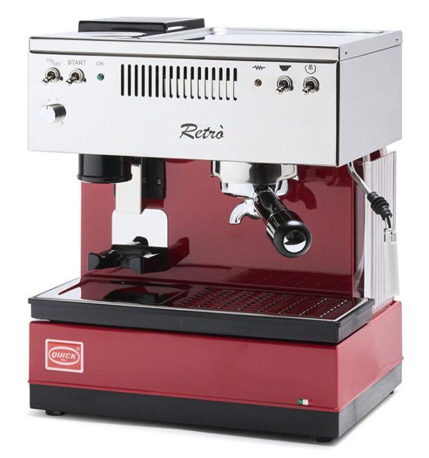 Quick Mill RETRÒ Siebträgermaschine mit integrierter Mühle – rot (0835N-O-L-RO)