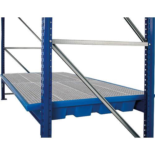 Regalwanne, Polyethylen, einh?ngbar, unterfahrbar, m. verzinktem Gitterrost, B 1780 x T 1300 x H 250 mm