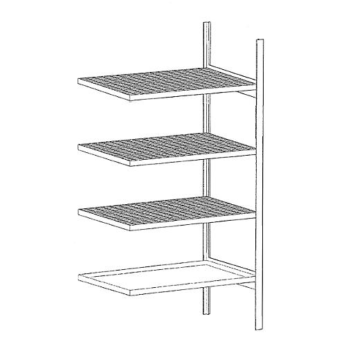 Kleingebinderegal BAUER S 3018-4E, Anbauregal, B 1000 x T 600 x H 2000 mm, 3 Gitterb?den, 1 Auffangwanne