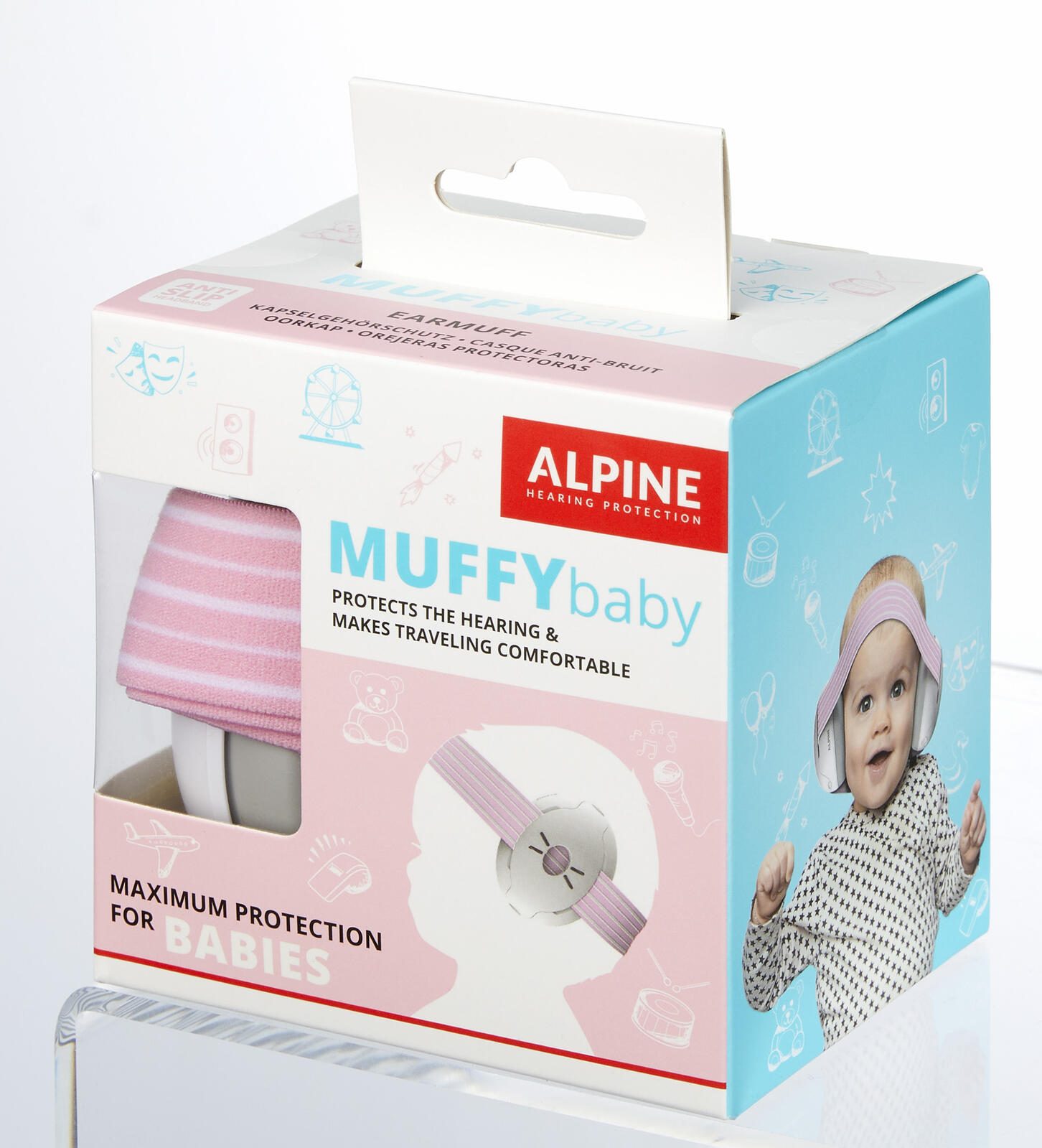ALPINE MUFFYbaby Kinder-Kapselgehörschutz 23 dB rosa, weiß