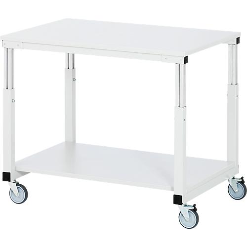 Rau Tischwagen Serie E, 2 Etagen,?EGB-Melaminplatten, Stahlrohr-Gestell, 4 TPE-Lenkrollen,?B 700 x T 500 x H 650-1000 mm, bis 450 kg, lichtgrau