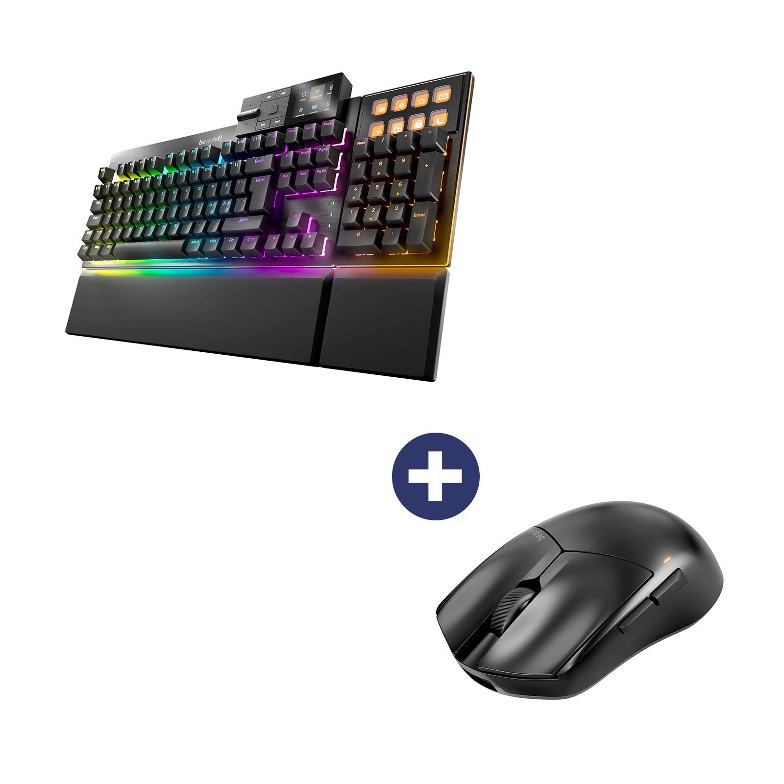 Be Quiet Maus Dark Perk Sym + Tastatur Dark Mount Silent Linear RGB-LED