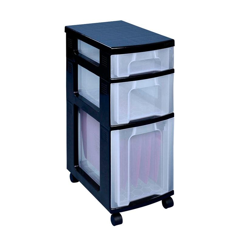 Really Useful Box Aufbewahrungsbox 1x 7,0 l + 1x 12,0 l + 1x 25,0 l – 30,0 x 42,0 x 69,0 cm transparent, schwarz