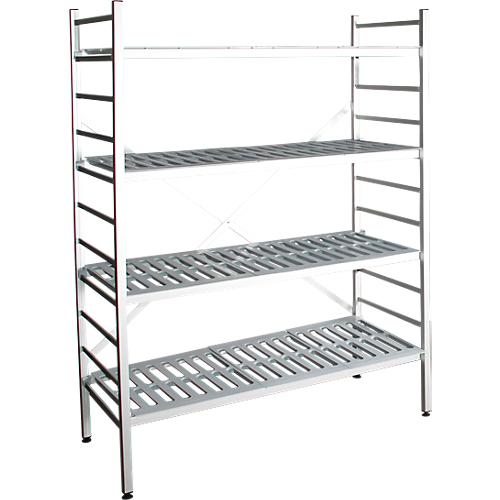 Aluminium-Steckregal, Grundfeld, mit 4 Kunststoff-Rost-Fachb?den, H 1800 x B 1000 x T 400 mm