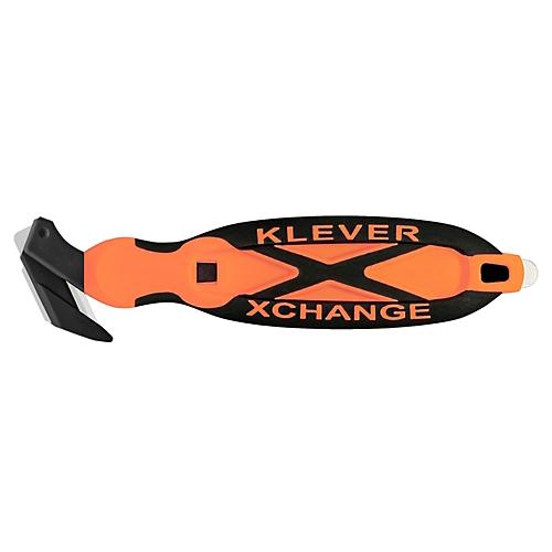 KLEVER Sicherheitsmesser XChange 35, mit Klebebandanritzer/Schaber/Umh?nge?se, L 180 x B 38 x H 10 mm, orange-schwarz