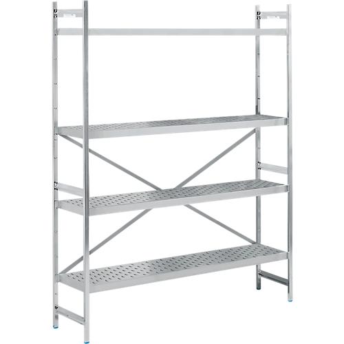 Regalsystem, Grundregal, Edelstahl, gelochter Boden, H 2000 x B 1500 x T 400 mm