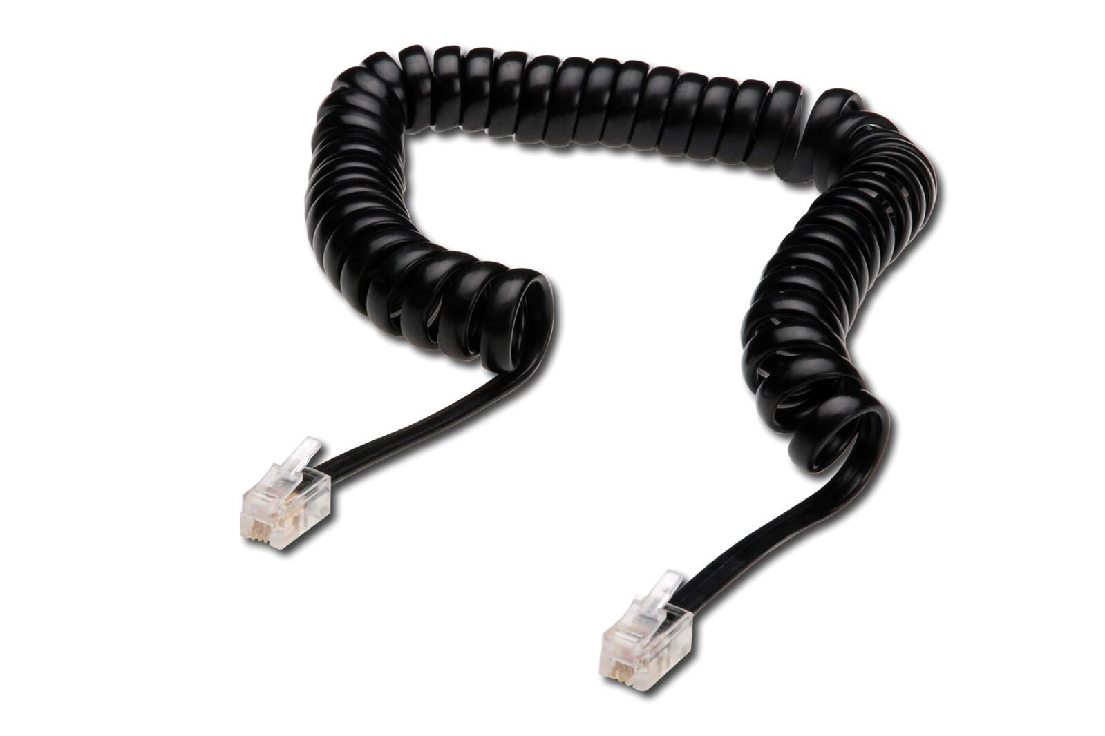 Digitus UAE Anschlusskabel, RJ10 St/St, 4.0m, CU, 4x7x0,12mm, flach, helic, sw