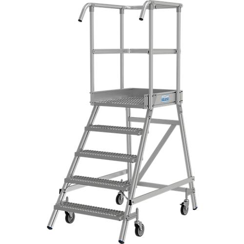 KRAUSE STABILO Podestleiter 5 Stufen, fahrbar, R13 Profilrost, Plattform 600×720 mm, 180 mm Stufen, Gel?nder 1,00 m