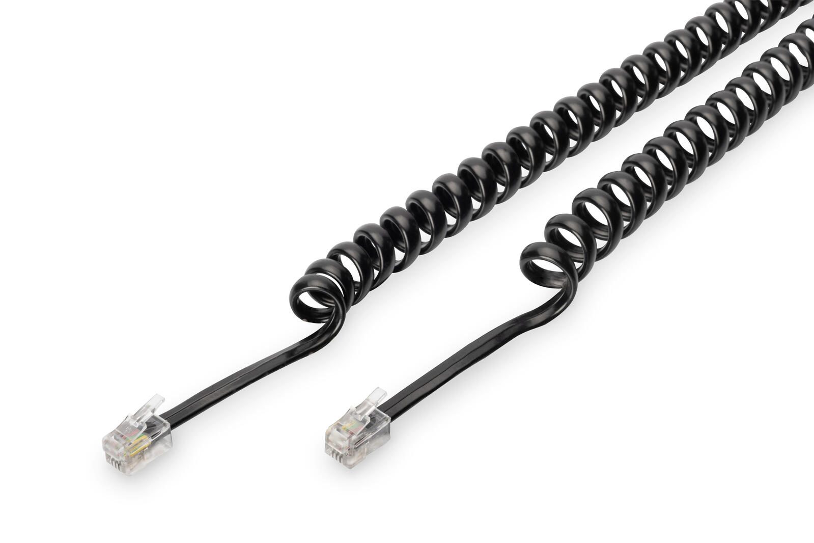 Digitus UAE Anschlusskabel, RJ10 St/St, 2.0m, CU, 4x7x0,12mm, flach, helic, sw