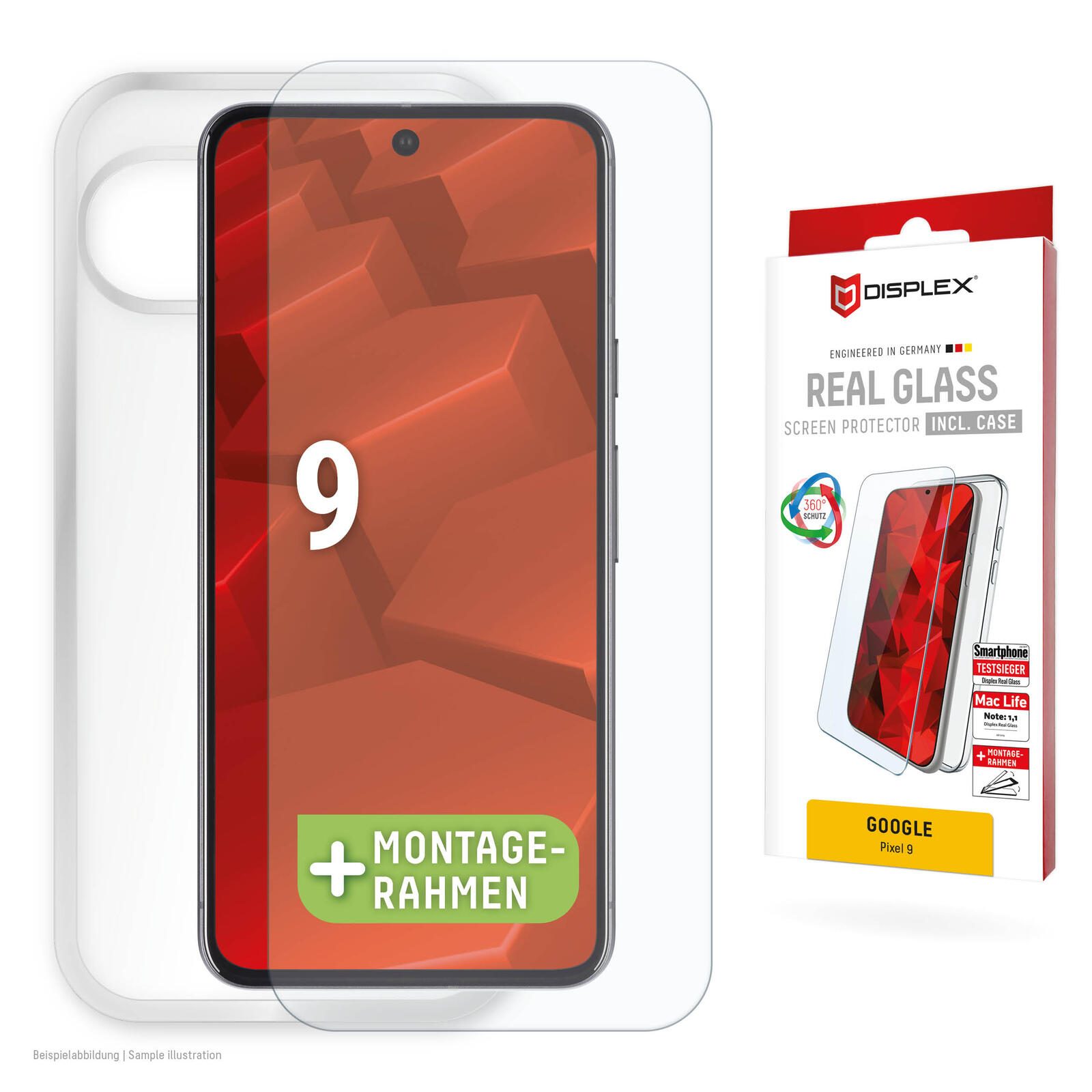 DISPLEX Panzerglas (10H) + Schutzhülle für Google Pixel 9