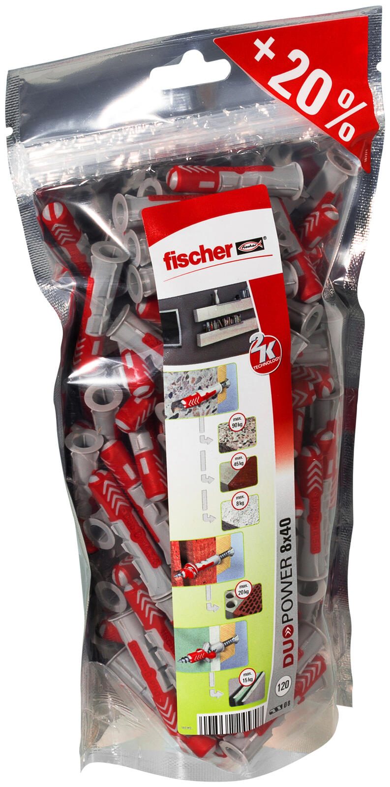 fischer Big Pack – DuoPower 8×40 Universaldübel-Sortiment 8 x 40 mm, 120 Stück