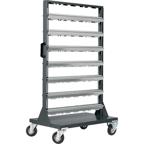 Kleinteilemagazin, fahrbar, 4 Rollen, ohne Sichtk?sten, H 1450 x B 825 x T 550 mm, pulverbeschichtetes Stahl, grau