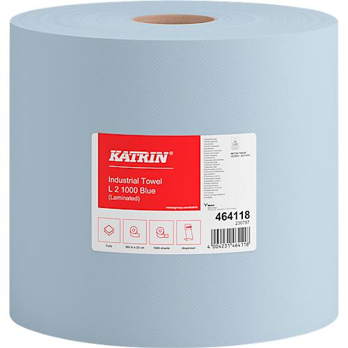 Reinigungsrollen Katrin, 2 Rollen mit je 1000 Blatt, 2-lagig, blau