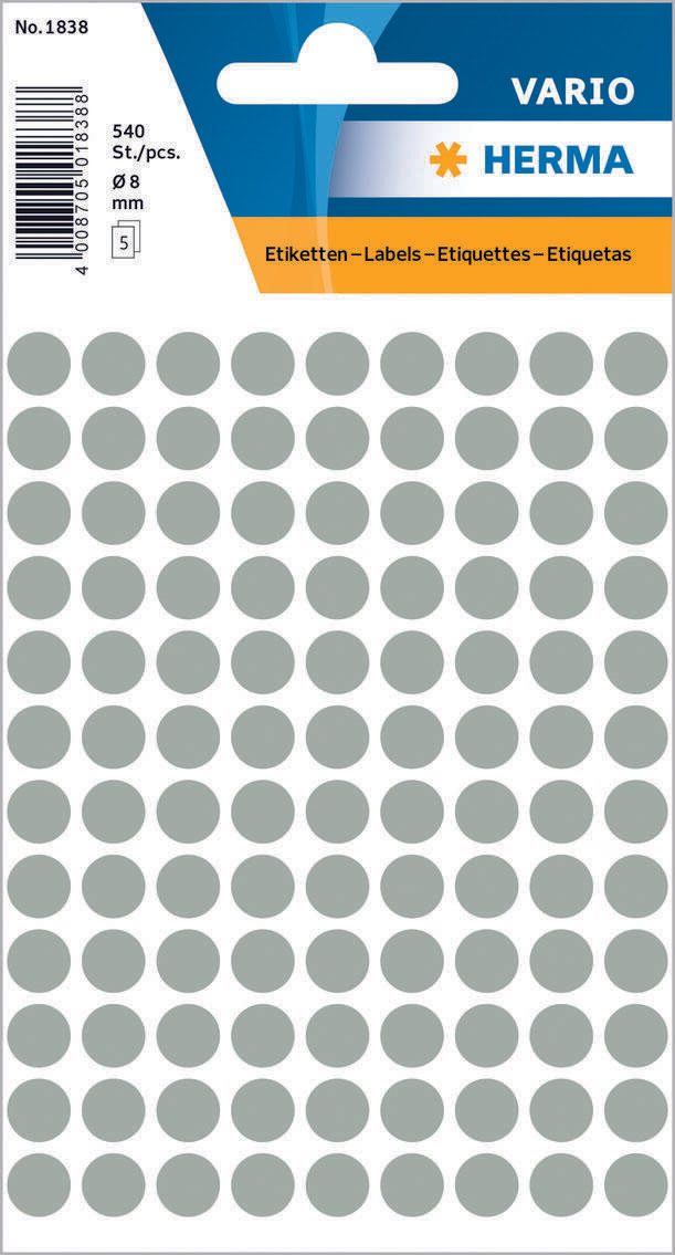 HERMA Klebepunkte Ø 8,0 mm grau