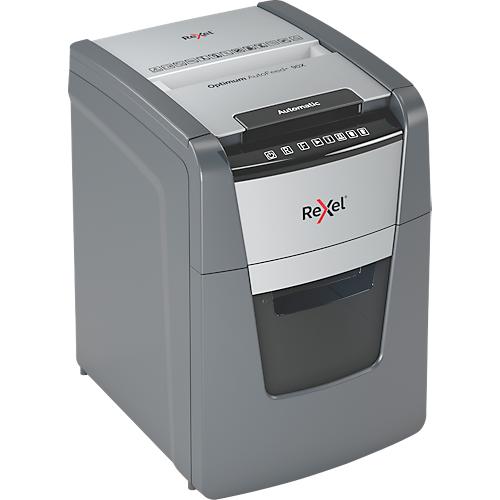 Rexel Optimum AutoFeed+ 90X Aktenvernichter, P4, Vollautomatik, Partikelschnitt 4 x 28 mm, 34 l, 90 Blatt Schnittleistung, schwarz