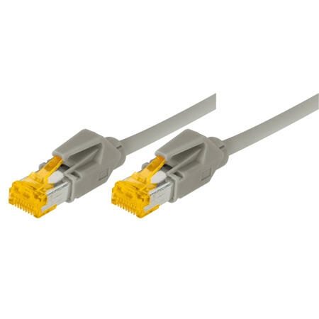 Tecline Patchkabel Cat. 6A (ISO/IEC), S/FTP (PiMF), halogenfrei, mit Rastnasenschutz, grau, 10,0 m