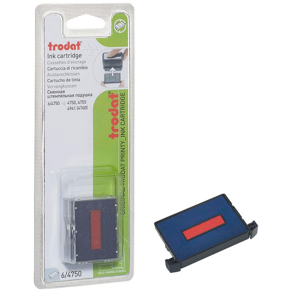 trodat Ersatzstempelkissen 6/4750/2 4,1 x 2,4 cm – 2 Stück (blau/rot)