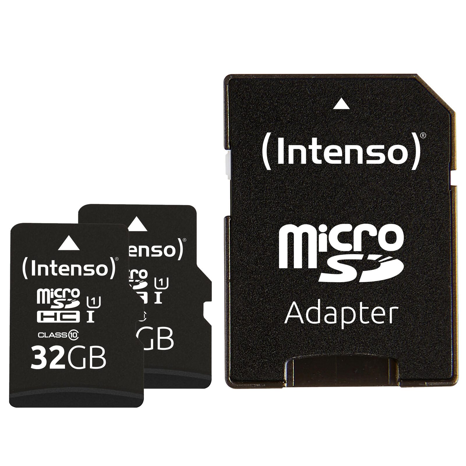 Intenso Doppelpack microSDHC – 32 GB, inkl. SD-Adapter