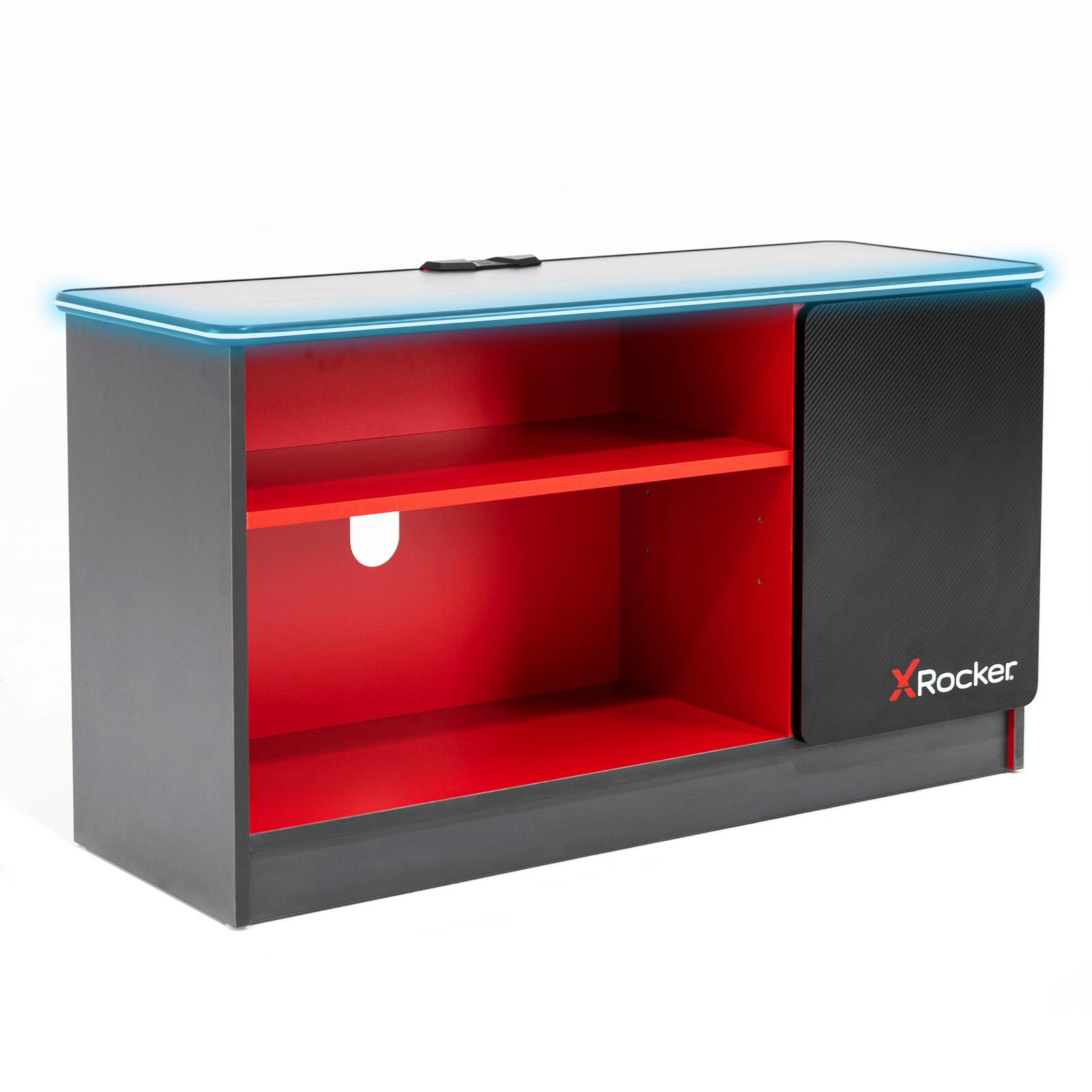 X Rocker Carbon-Tek Gaming TV-Board mit LED-Beleuchtung – grau/rot