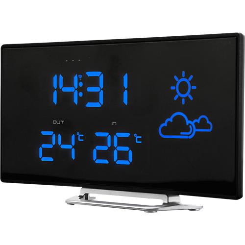Uhrenradio Soundmaster? FUR100, UKW PLL, mit Funkuhr, Wetterstation & Au?ensensor, 2 Weckzeiten & 4 Wetterarten, Curved Design, schwarz