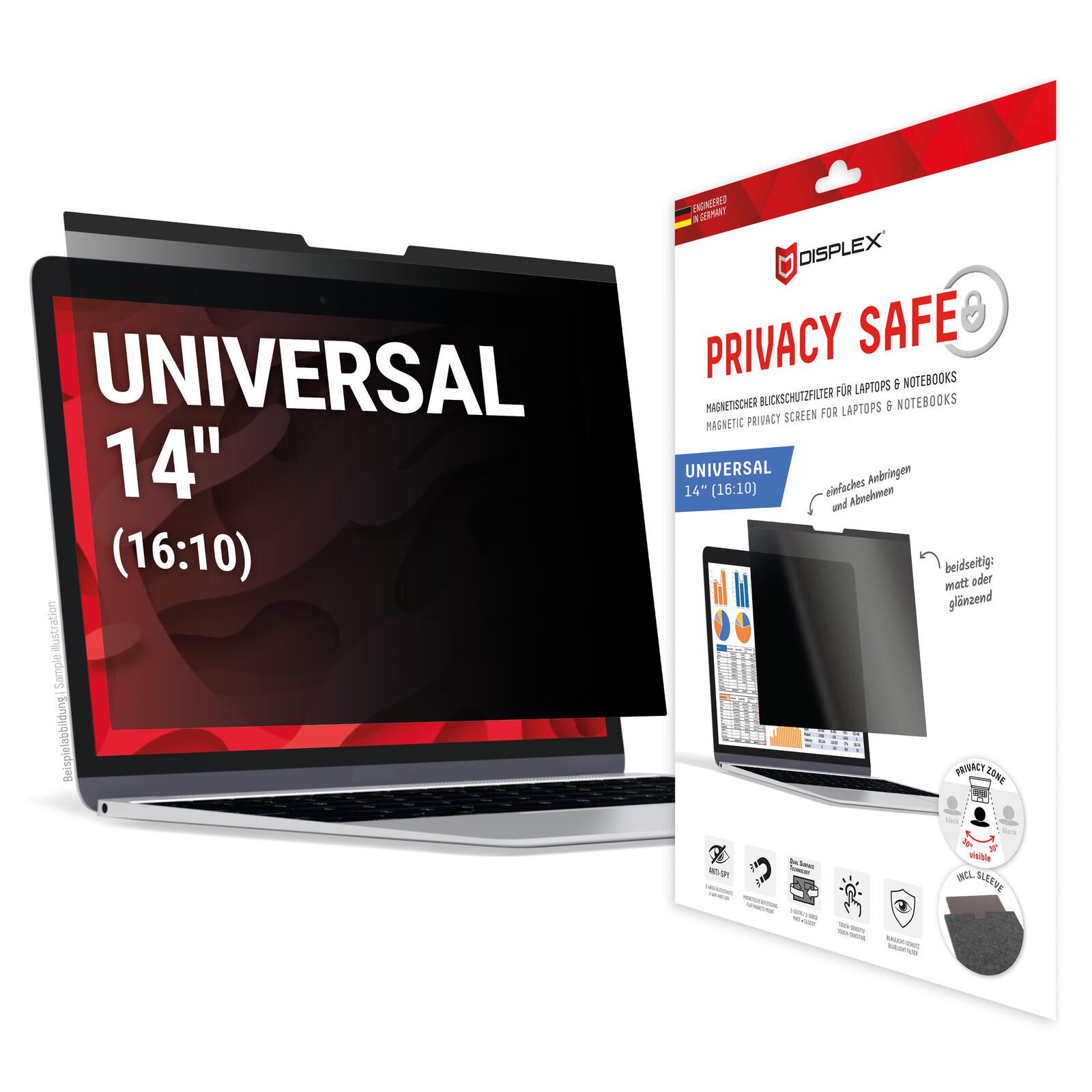 DISPLEX PRIVACY SAFE Blickschutzfilter für Laptop/ Notebook 14“ (16:10)