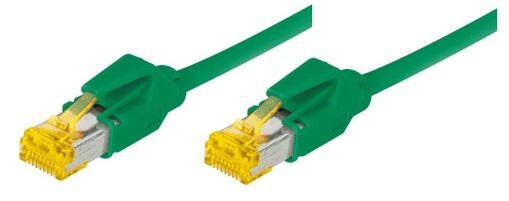 Tecline Patchkabel Cat. 6A (ISO/IEC), S/FTP, halogenfrei, mit Rastnasenschutz, grün, 0,3 m